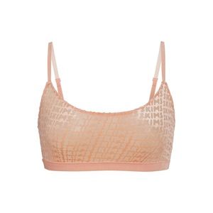 SKIMS VELVET SCOOP BRA Velvet mesh SKIMS logo NWT L large peach  SOLD OUT